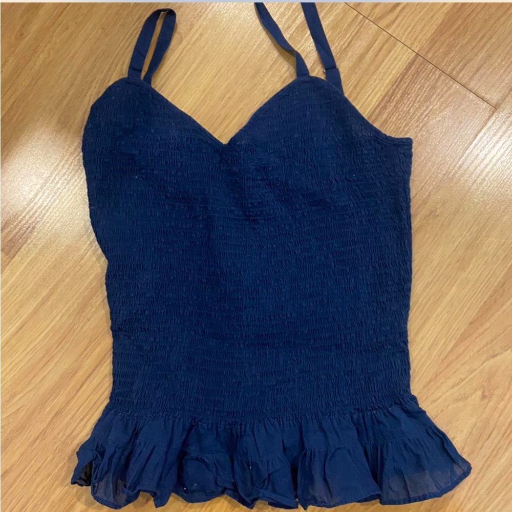 Ralph Lauren Midnight Blue Smocked Top